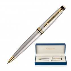 Executive Pens  - Metal Pen Ballpoint Waterman Expert - Brushed Stainless 23k gold plated trim