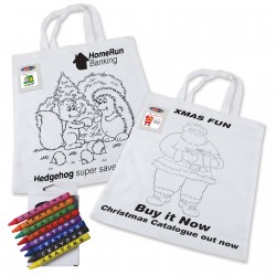 Colouring Short Handle Cotton Bag & Crayons