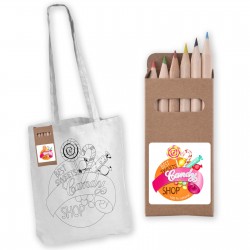 Colouring Long Handle Cotton Bag & Pencils