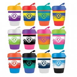 Reusable Coffee Cups - Plastic & Ceramic  - Kick Coffee Cup / Silicone Band 320ml