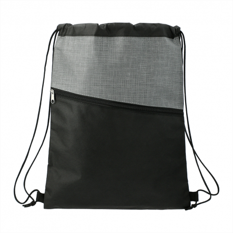 Drawstring Bags & Back Sacks - Cross Weave Zippered Drawstring Bag