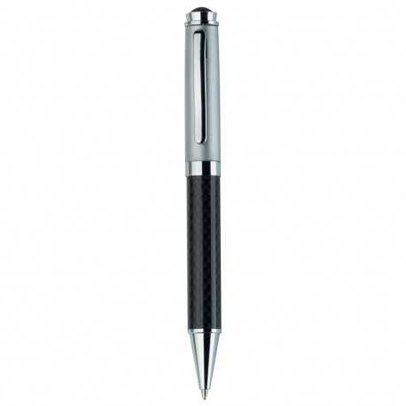Metal Promotional Pens - Silver Top Carbon Fibre Ballpoint Pen