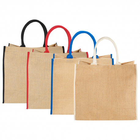 Jute Shopping & Tote Bags - Colour Highlighted Large Jute Tote