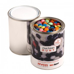 Promotional Chocolates - Paint Tin Filled with Choc Beans 1Kg (Mixed Colours)