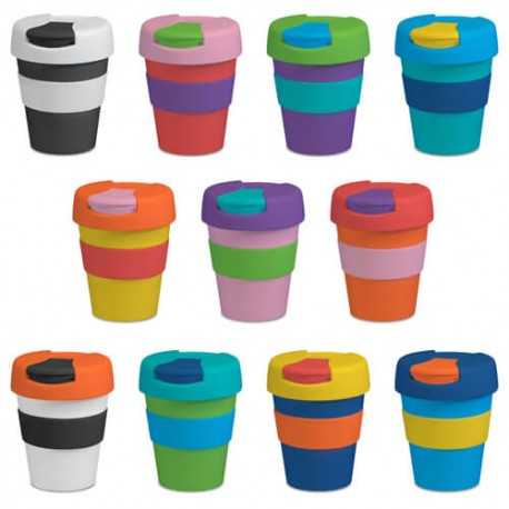 Reusable Coffee Cups - Plastic & Ceramic - 320ML Plastic Karma Kup with Flip Lid