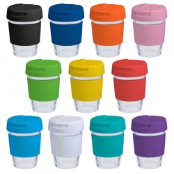 340ml Glass Karma Kup Plastic Flip Lid